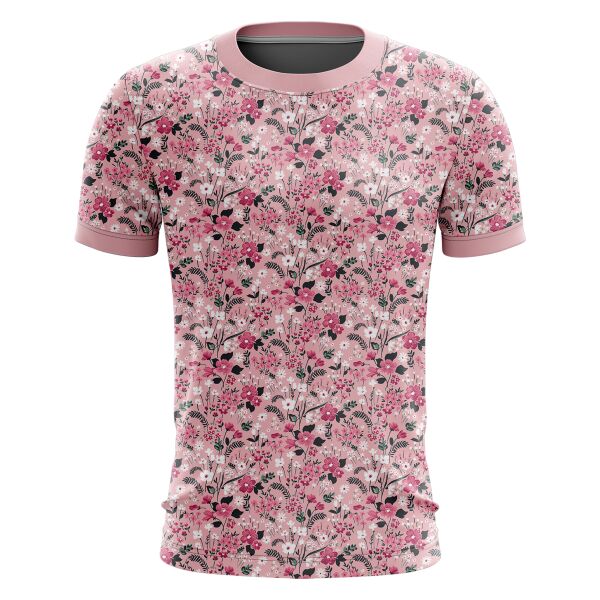 Pink Floral Full Print Roundneck Shirt Thumbnail