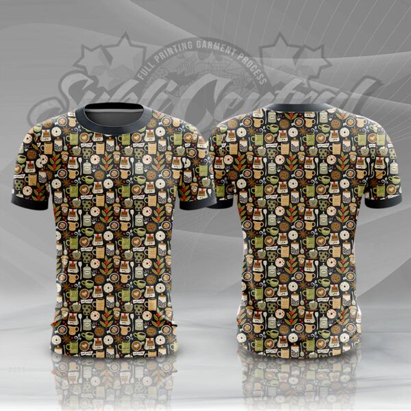 Coffee Arabica Design Full Print Roundneck Shirt Thumbnail