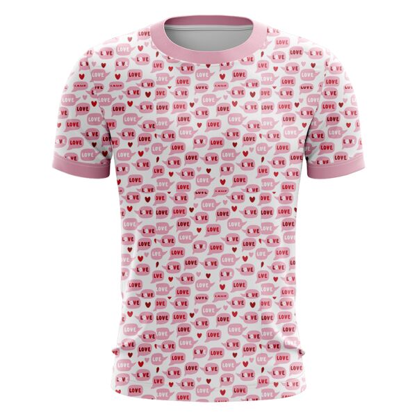 Pink Love Design Full Print Roundneck Shirt Thumbnail
